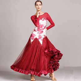 Stage Wear Adults Standard Ballroom Dress 2022 Modern Waltz Dance Competition Dresses For Women Fluffy Skirt