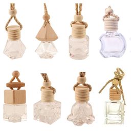 Stock Car Hanging Glass Bottle Empty Perfume Aromatherapy Refillable Diffuser Air Fresher Fragrance Pendant Ornament FY5288 0704