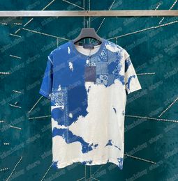 22ss Men Women Designers t shirts tee Blue gradient graffiti short sleeve Crew Neck Streetwear black white xinxinbuy M-2XL