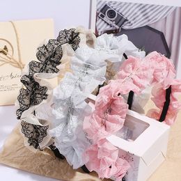 Fashion Pleated Lace Hair Loop Bands Woman Girl Lovely headbands Simple Wedding Party Headwear Jewelry Accessories Hairdress