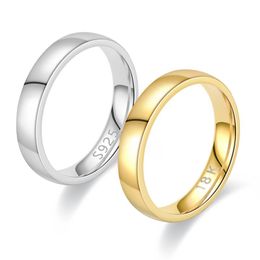 Cluster Rings Never Fade 4mm Simple Ring Fashion 18K Gold S925 Silver Colour For Men And Women Exclusive Couple Wedding Band Lover JewelryClu