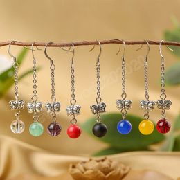 Long Tassel Chalcedony Butterfly Dangle Earrings for Women Retro Luxury Charm Earrings Female Fahion Elegant Jewellery Gifts
