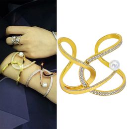 Bracelets For Women New Stylish Fashion Designer Jewellery Copper Bangles Pearl Luxury Quality Accessories Elegant Wedding Popular Curved Shape With Diamand