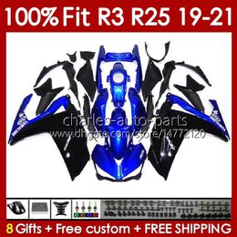 Injection mold Body For YAMAHA YZFR3 YZF-R25 YZFR25 2019-2021 Bodywork 141No.30 100% Fit YZF R 3 25 R3 R25 19 20 21 Frame YZF-R3 2019 2020 2021 OEM Fairing Kit blue stock blk