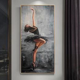 Beautiful Ballerina Portrait Art Painting Wall Canvas Dancer Posters and Print Wall Art Picture for Living Room Decor