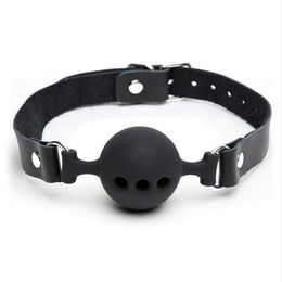 Bondage Large Silicone Breathable Ball Gag Restraints Fetish Slave sexy Toys For Couple Leather Strap Open Mouth Gags Adult Games