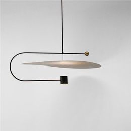 Pendant Lamps Modern Minimalist Black Iron Paint Acrylic Lamp Nordic Living Room Bedroom Decoration LED Lighting Gold Hanging FixturePendant