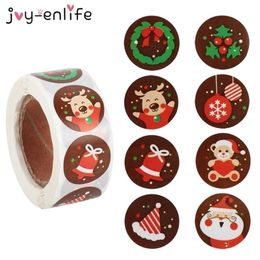 500pcs Merry Christmas Stickers Santa Elk Xmas Tree Candy Bag Sealing Sticker Gifts Box Labels Decorations Year Y201020