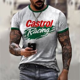 Mens oneck top summer style castrol retro shortsleeve 3D printing ethnic bet Harajuku fashion Oversized Tshirt 220607