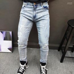 Men's Jeans Fashion Letter Print Mens Pant Men Graphic Erkek Jean Pantolon Fall Homme Slim Calf Pants Moda Hombre 2022 Heat22