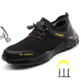 Mens Summer Breathable Steel Toe Cap Anti Smashing Work Shoes Men Puncture Proof Safety Boots Shoes AntiSlip Sneakers Y200915