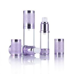 30/50ml Empty Bling Glitter Purple Airless Lotion Cream Pump Spray Cosmetic Bottle Dispenser Travel Refillable Containers