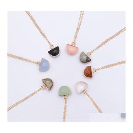 Pendant Necklaces Natural Stone Necklace Green Quartz Crystal Hjewelry Drop Delivery Jewellery Pendants Dhc1A