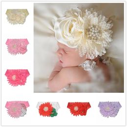Infant Baby Girls Head Bands Satin Flowers Lace Elastic Headband Kids Headwear Babies Beauty Headbands Children Hair Accessory