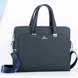 Business Casual Men's Handbag Double Zipper Multi-layer Pvc Horizontal Men's Briefcase 220718