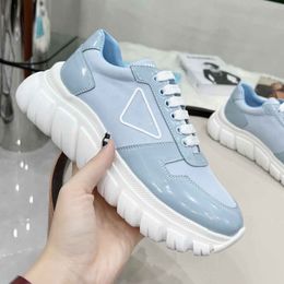 Dress Shoes Woman Platform Loafers Fashion Ankle Boots Casual Lace-up Designer Short Botties Shoe Real Leather With Triagnle Logo