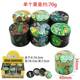 pipe Grinder cross border hot selling zinc alloy full body UV color printing smoke 40mm4 layer flat plate grinder