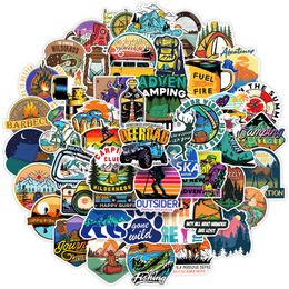 Pack of 50Pcs Wholesale Outdoor Adventure Stickers No-Duplicate Waterproof For Luggage Skateboard Notebook Helmet Water Bottle Phone Car decals Kids Gifts