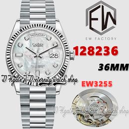 EWF V3 ew128236 ew3255 Automatic Mens Watch 36MM Fluted Bezel MOP Dial Diamond Markers 904L Jubileesteel Bracelet With Same Serial Warranty Card eternity Watches
