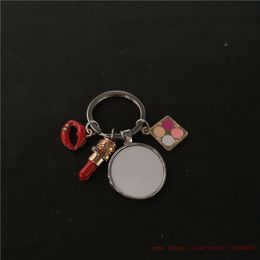 sublimation blank Lipstick keychains for Mother's Day key ring heat transfer printing blank diy materials factory price