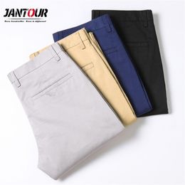 Spring Summer Pants Men Cotton Fashion Business Stretch Chinos Trousers Casual Black Male Pentalon Homme s 40 220330