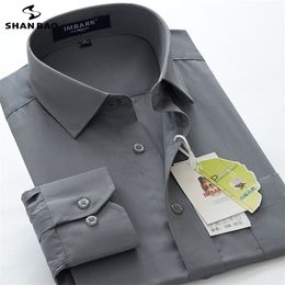 SHAN BAO 6XL 7XL 8XL 9XL 10XL men's professional long-sleeved shirt business casual large size loose solid Colour 220322