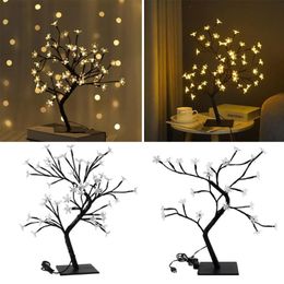 Strings Led Table Lamp Tree Usb Flower Year's Decor 2022 Room Ornament Grinc Christmas Decoration Lights Interior Bedroom