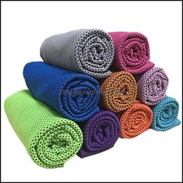 90*35Cm Double Layer Ice Cooling Towel Cool Summer Cold Sports Towels Instant Dry Scarf Soft Breathable Belt For Adt Drop Delivery 2021 Home