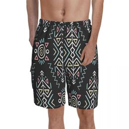 Men's Shorts Traditional Folk Art Men's Beach Mexican Style With Mesh Lining Men Beachwear Surfing BoardshortsMen's