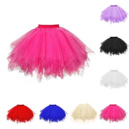 puffy petticoats Canada - Princess Midi Fairy Tulle Skirt Pleated Dance Tutu Skirts Womens Lolita Petticoat Jupe Tulle Femme Party Puffy Skirts Adult 2021 W220414