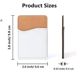 Sublimation Card Holder Favour PU Leather Mobile Phone Back Sticker with Adhesive White Blank Money Pocket Credit Cards Covers BBE13959