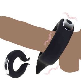 Nxy Cockrings 10 Frequency Vibrating Penis Ring Cock Delay Ejaculation Silicone Sex Toys for Men Erection Usb Lock s Male Masturbator 220505