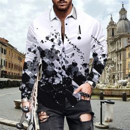 Spring Autumn Poker Digital Printing Mens Long Sleeve Shirts Man Lapel Cardigan Top Shirt Slim fit Casual Shirt Button up Tops 220726