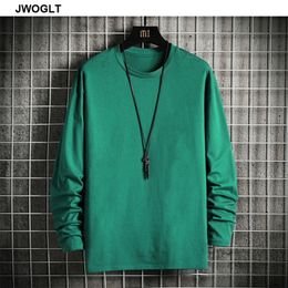 15 Colours Autumn New Soft Comfort T-Shirt Men 100% Cotton T Shirt Long Sleeve O-Neck Solid Colour Daily Casual Basic T-Shirts 210412