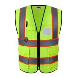 Motorcycle Apparel Reflective Safety Vest For Engineer Construction W/ Pockets Free SizeMotorcycle