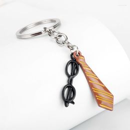 Keychains Classic Film And Television Peripheral Glasses Tie Keychain Fashion Cool Men Accessories Car Keyring Jewellery Gift Wholesale Miri22