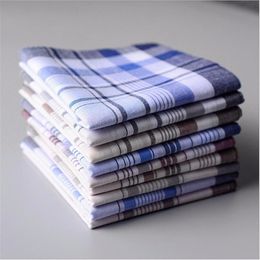 1pc Square Plaid Stripe Handkerchiefs Men Classic Vintage Pocket Cotton Towel For Wedding Party 38 38cm Random Colour