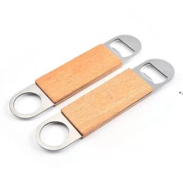 Stainless Steel Wooden Handle Opener Hanging Wine Beer Bottle Openers Durable Beverage Beer Corkscrew