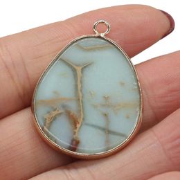 Pendant Necklaces Natural Stone Gem Fat Drop Ocean Ore Handmade Crafts DIY Necklace Earrings Jewelry Accessories Gift Making 20x35mm