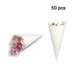 Party Decoration 50pcs Wedding Confetti Cones Petal Candy Placing Favors Lace Paper Sun Flower/Butterfly Knot Design