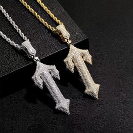 Iced Out Gold Cross With Chain Necklace Pendants For Men And Women Hip Hop Jewellery Silver Colour