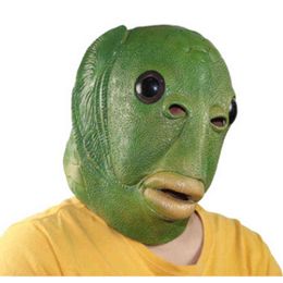 -1pc Cosplay de Halloween Funny Halloween Unisex Adultos Men Carnival Party Fish Head Mask Atgear Alien Latex Haga Fun Joy Gift L220711