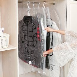 Hanging Transparent Vacuum Storage Bag For Clothes Organiser Saver Space Holder Folding Bags Pack Garment Dustproof 20220613 D3