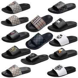 Mens Designers Slides Slippers Fashion Luxurys Floral Slipper Leather Rubber Tiger Bees Flats Sandals Summer Beach Shoes Gear Bottoms Sliders size EUR 39-46