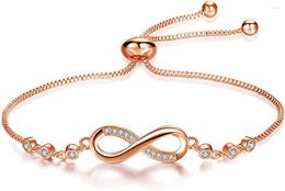 Link Chain 2022 Fashion Rose Gold Plated Bracelet Adjustable Cubic Zirconia Birthday Jewellery Gift For Women Kent22