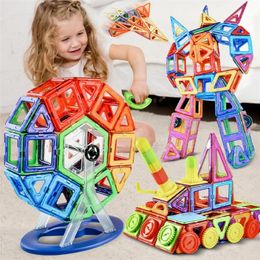 ZKZC 21 180pcs Big Size Magnetic Designer Magnet Building Blocks Construction Set Bircks DIY Toys For Children Gifts 220715