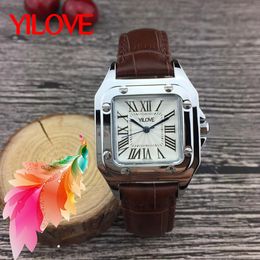 Leather Top Luxury Elegant Woman Watch 32mm Square Stainless Steel Multifunctional Clock Luxury Quality Designer Simple Fashion Ladies Business Wristwatch