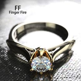 diamond wedding ring wholesale Australia - Wedding Rings Classic Fashion Two Tone Copper Alloy Diamond Ring Exquisite Luxury Banquet Jewelry WholesaleWedding