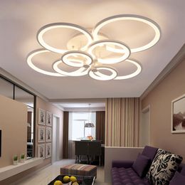 Lightings Led Room Chandelier Living For Bedroom Modern White&Black Luminaires Dining Rings LED Ceiling Acrylic Mqovn