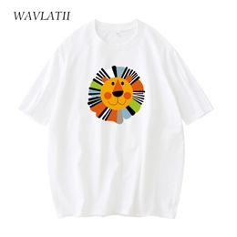 WAVLATII Women Pink Blue T-Shirts Lady Fashion 100% Cotton Cartoon Tees Female Streetwear White Black Tops for Summer WT2127 220511